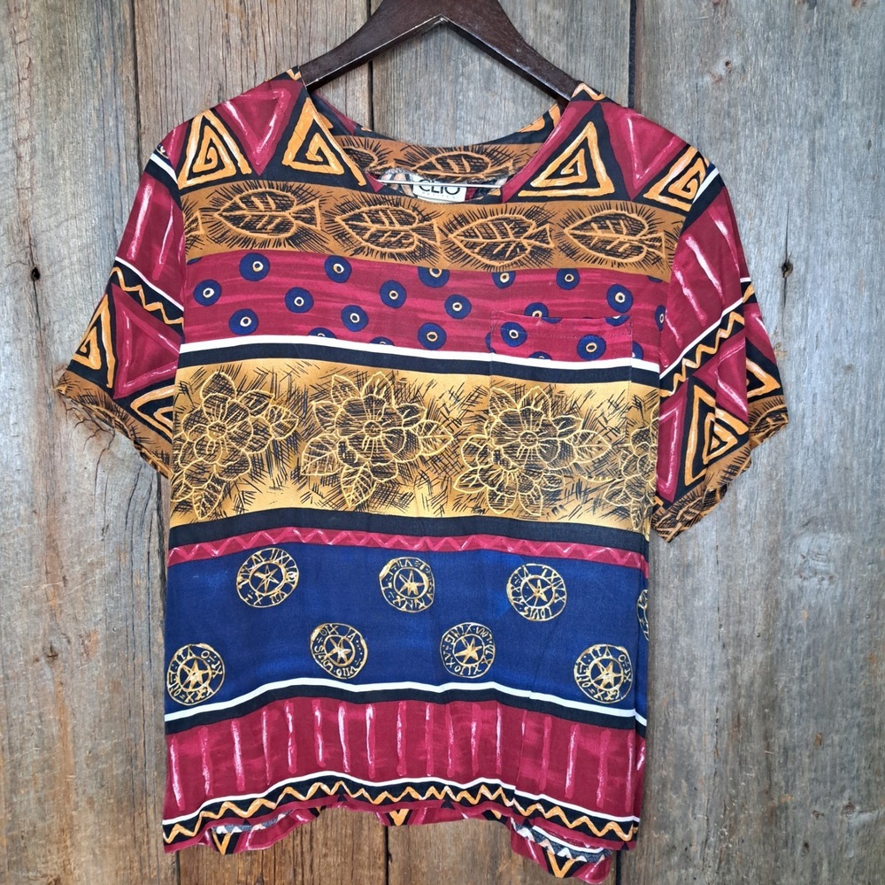 Vintage 90s Ethno-Centric‎ Art To Wear 2 Piece Set Clio Womens XL Geometric Boho